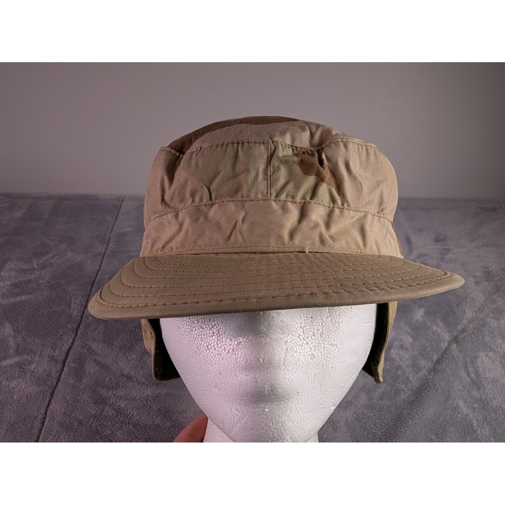 US Military Desert Camo Cold Weather Cap Ear Flaps Atlas Headwear Size 7 1/8